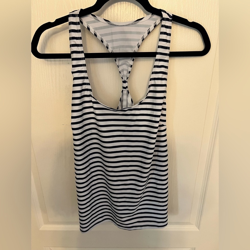 Striped Navy and White Tank Top